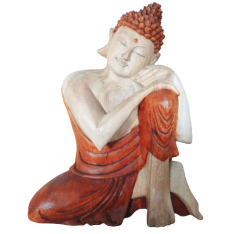 Hand Carved Buddha Statue - 25cm Thinking - Niche & Cosy 