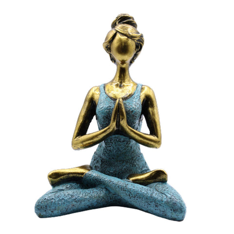 Yoga Lady Figure -  Bronze & Turqoise 24cm - Niche & Cosy 