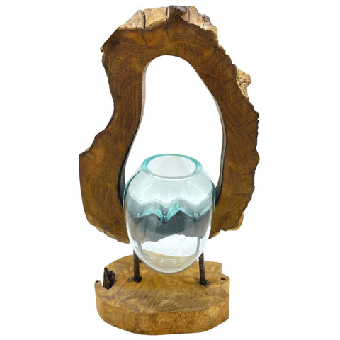 Molton Glass Hanging Art Vase on Wood - Niche & Cosy 