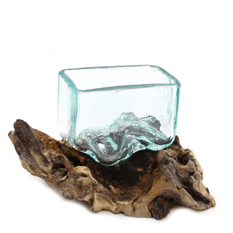Glass Tank on Wood with Stand - Small Bowl