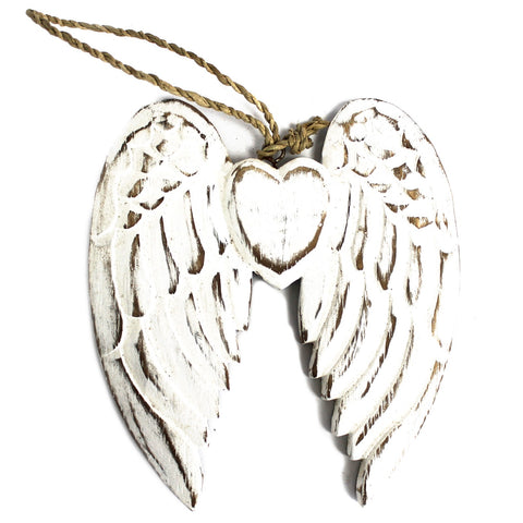 Hand Crafted Small Double Angel Wing & Heart - 15cm - Niche & Cosy 