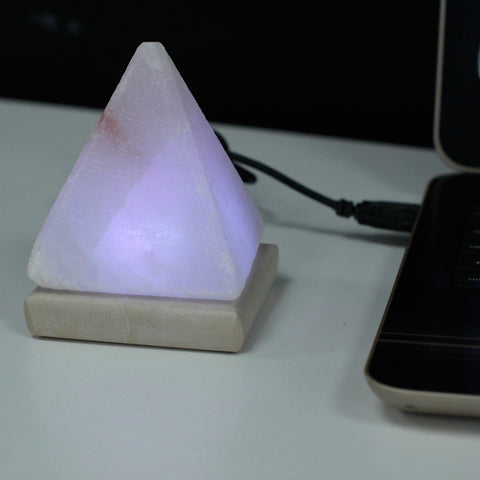 Quality USB Pyramid WHITE Salt Lamp - 9 cm (multi) - Niche & Cosy 