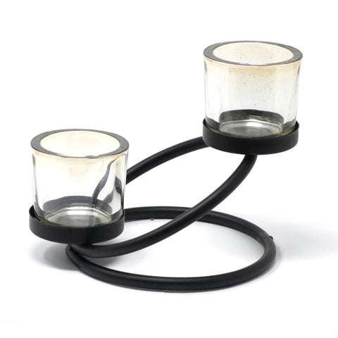 Centrepiece Iron Votive Candle Holder - 2 Cup Double Step - Niche & Cosy 