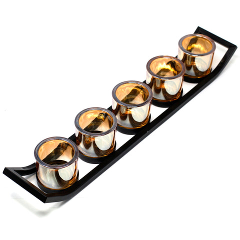 Centrepiece Iron Votive Candle Holder - 5 Cup Ledge - Niche & Cosy 