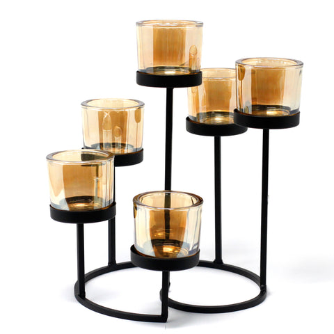 Centrepiece Iron Votive Candle Holder - 6 Cup Circule Tree - Niche & Cosy 