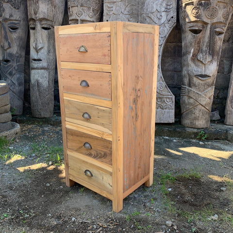 Tall set of 5 Draws - Recycled Wood - Niche & Cosy 