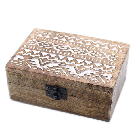 White Washed Wooden Box - 6x4 Slavic Design - Niche & Cosy 