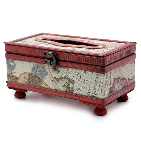 Tissue Box Old Map with Legs - Niche & Cosy 