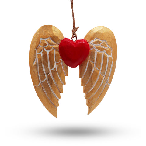 Gold Xmas Angel Wing & Heart - white detail