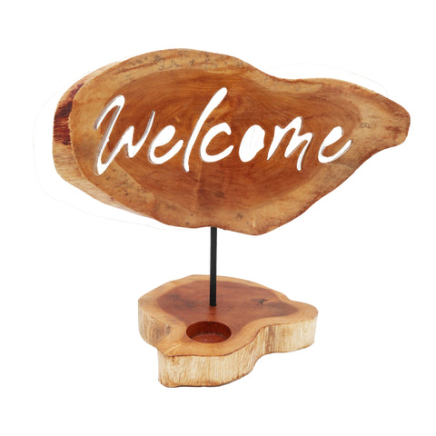 Candle Holder Sign - Welcome