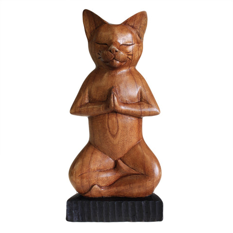 Handcarved Yoga Cats - Lotus - Niche & Cosy 