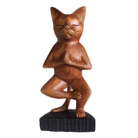 Handcarved Yoga Cats - One Leg - Niche & Cosy 